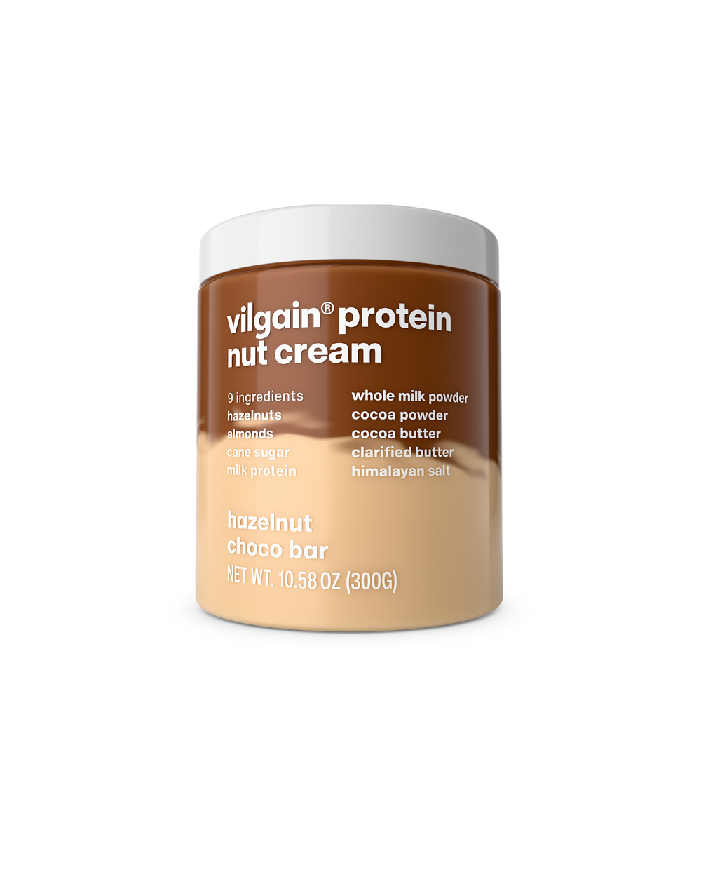 jar of vilgain protein nut cream with hazelnut choco bar flavor